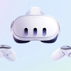 White VR Headset and Controllers